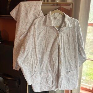 Flannel Floral Pajamas w/ blue stripe